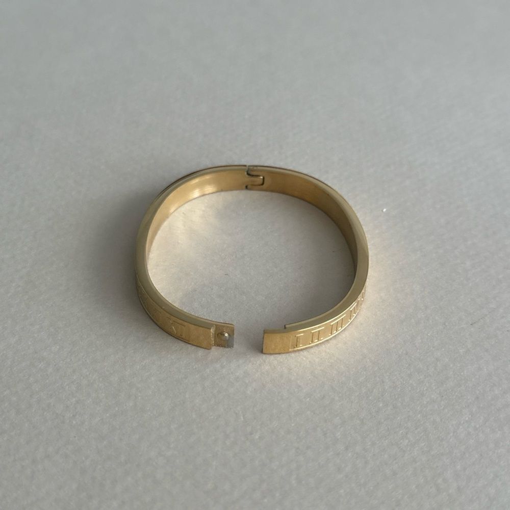 Gold Roman Numeral Bangle Bracelet #1850 - Picture 2 of 2